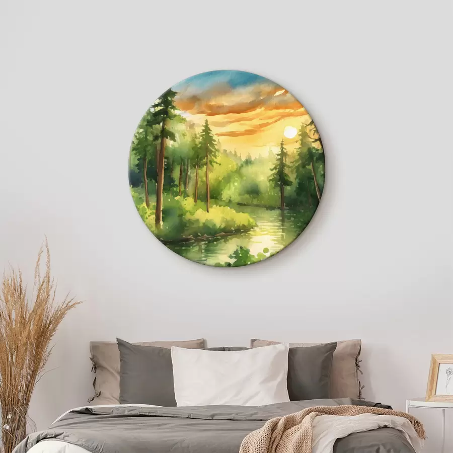 carta da parati Una foresta tranquilla vicino a un fiume calmo nr. r37950