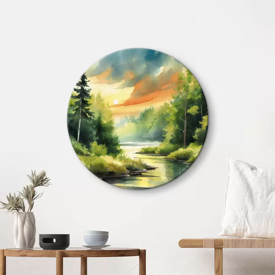 carta da parati Una foresta tranquilla vicino a un fiume calmo nr. r37953