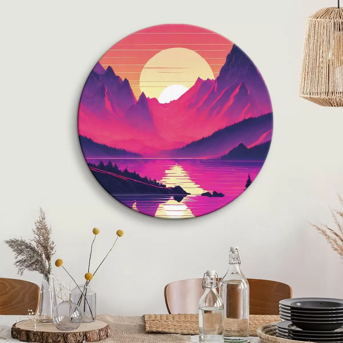 Quadri rotondi Maestose montagne al tramonto r38001