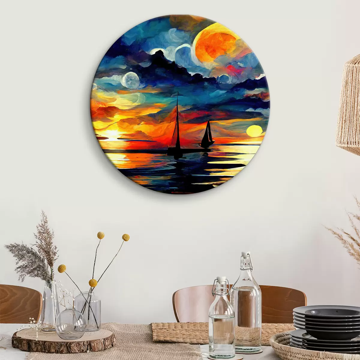 Quadri rotondi Tramonto luminoso r38053