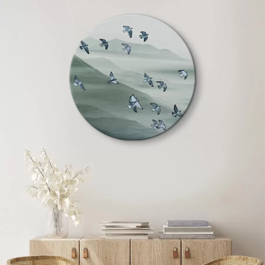 carta da parati Uno stormo di uccelli in volo sulle montagne nr. r38069