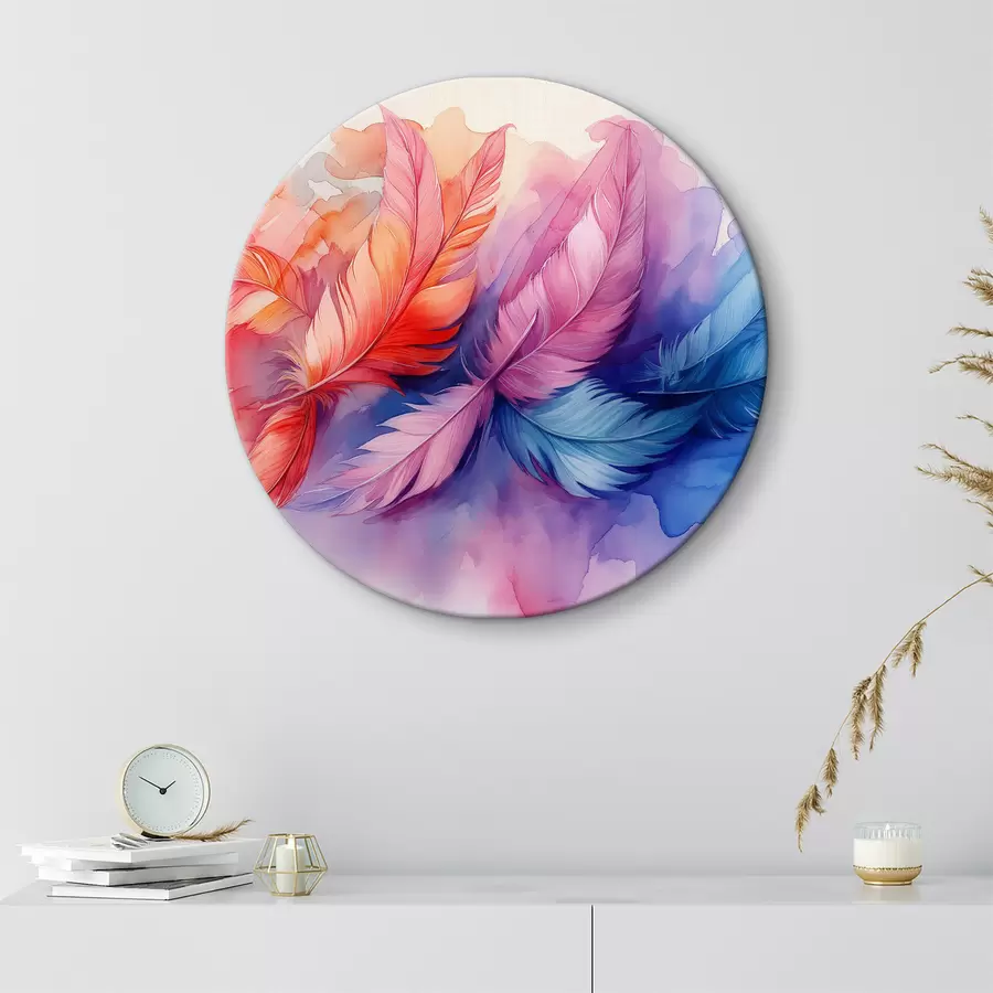 carta da parati Piume colorate su sfondo bianco nr. r38093