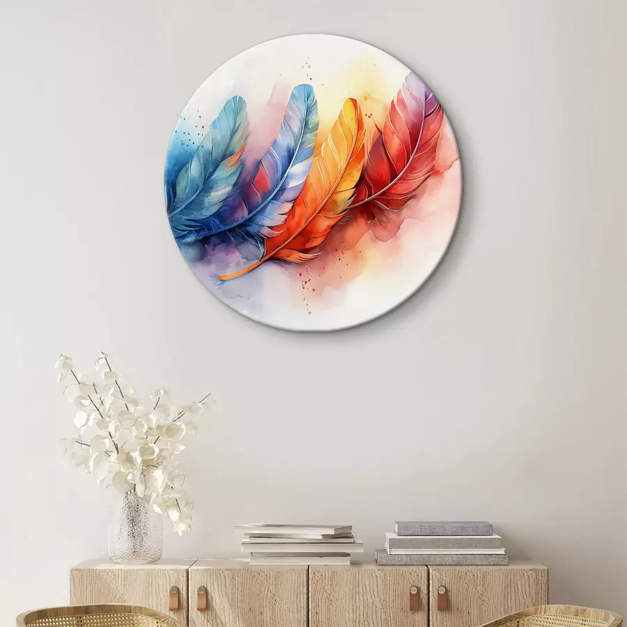 carta da parati Piume colorate su sfondo bianco nr. r38094