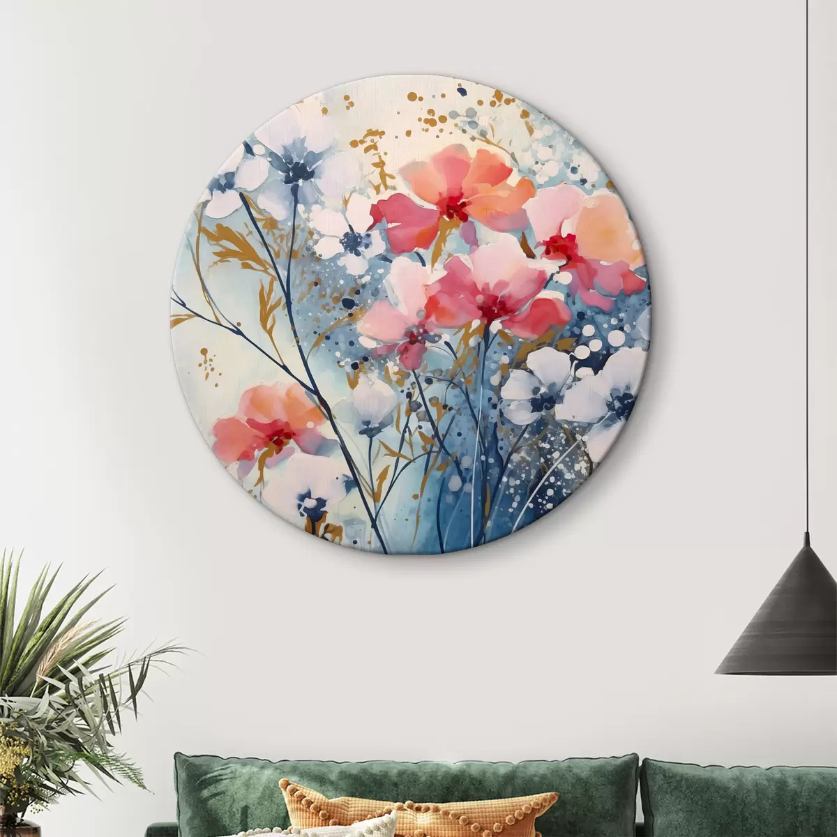 Quadri rotondi Fiori astratti r38106