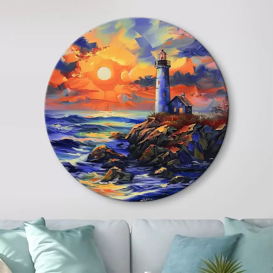 carta da parati Faro al tramonto sulla riva del mare nr. r38150