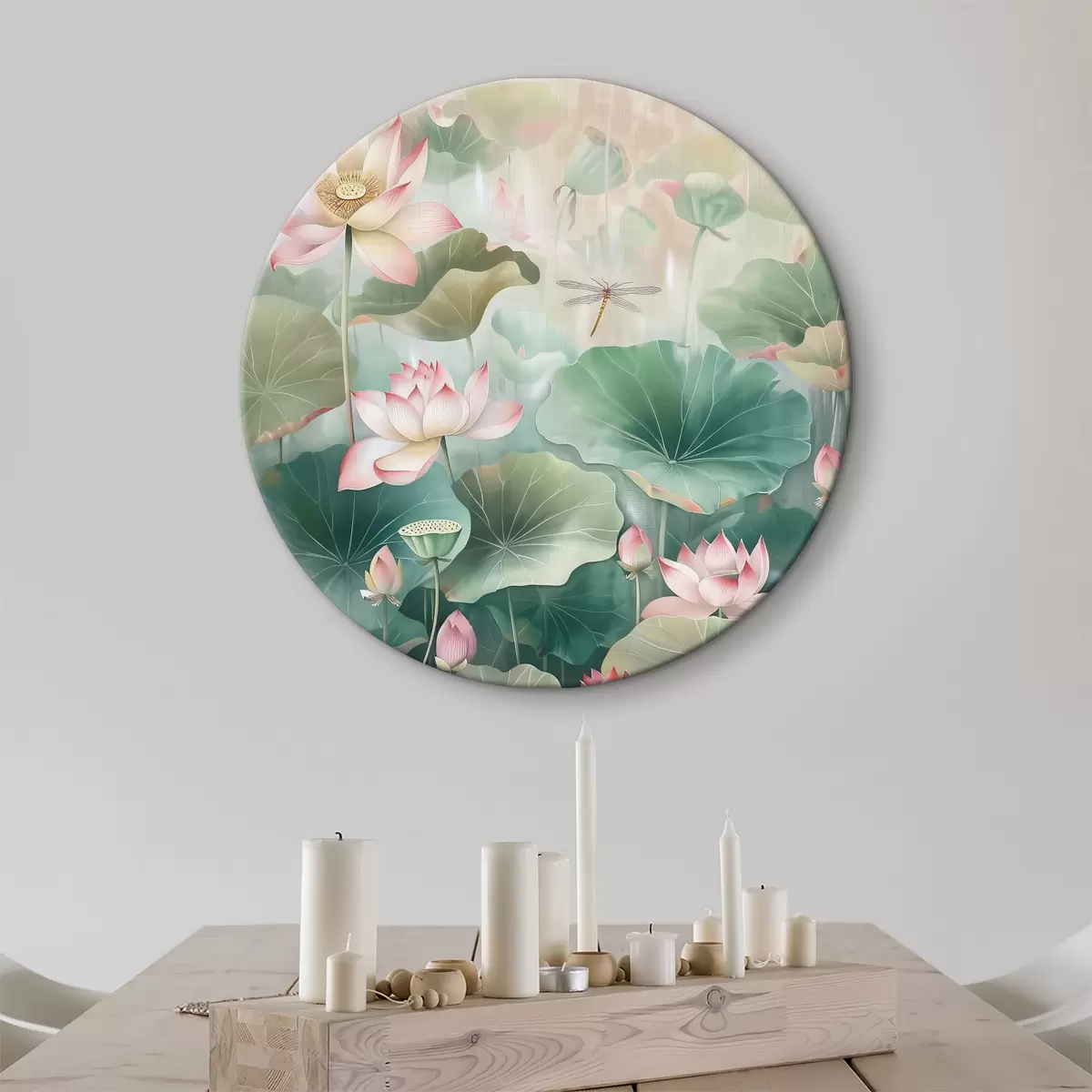 Quadri rotondi Un dipinto di fiori e foglie r38154