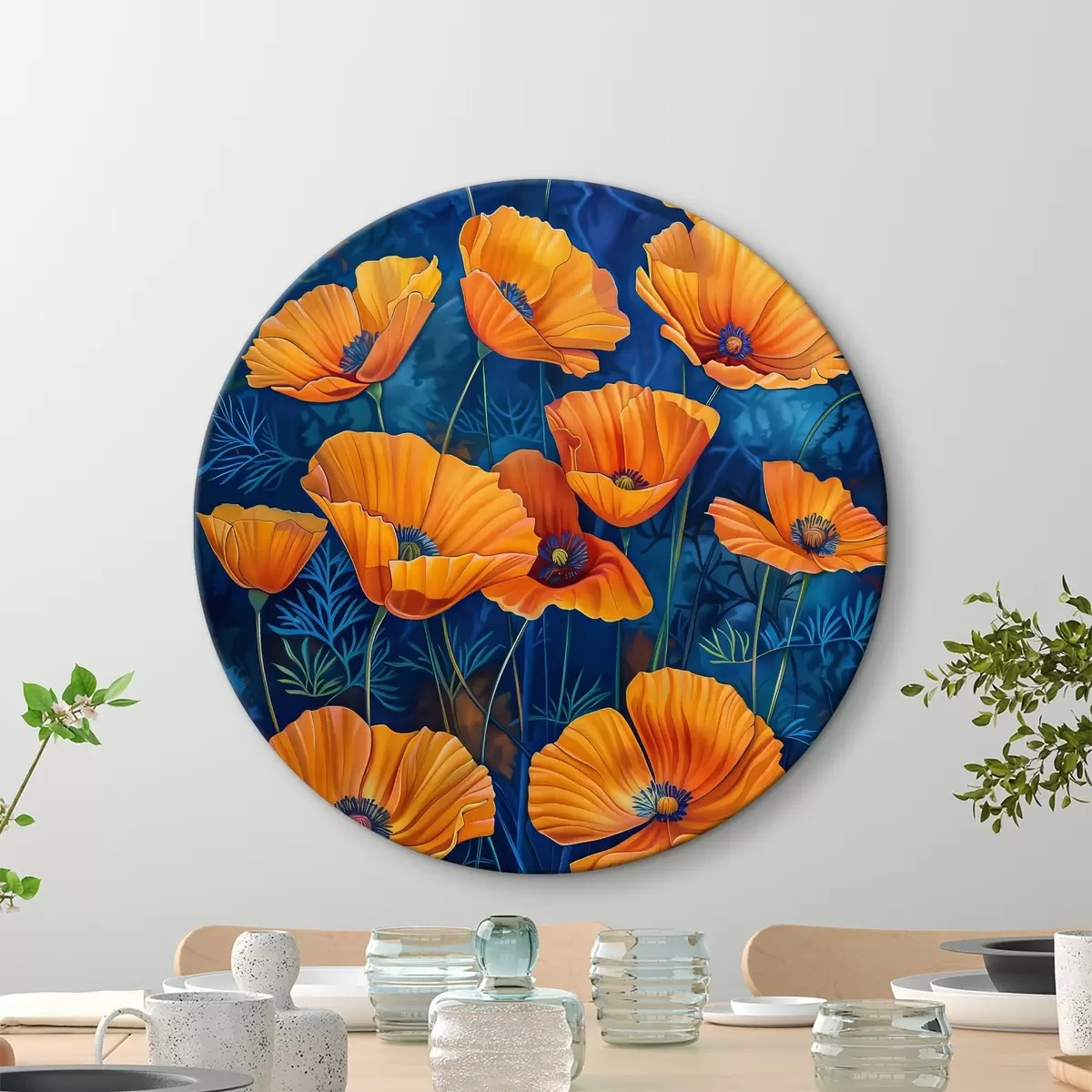 Quadri rotondi Gruppo di fiori arancioni r38160