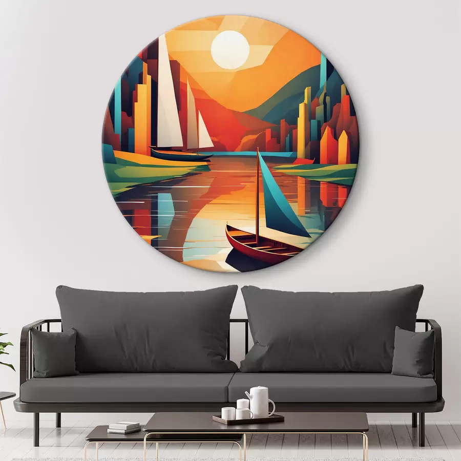 carta da parati Barca sul fiume. Grafica vettoriale nr. r38179