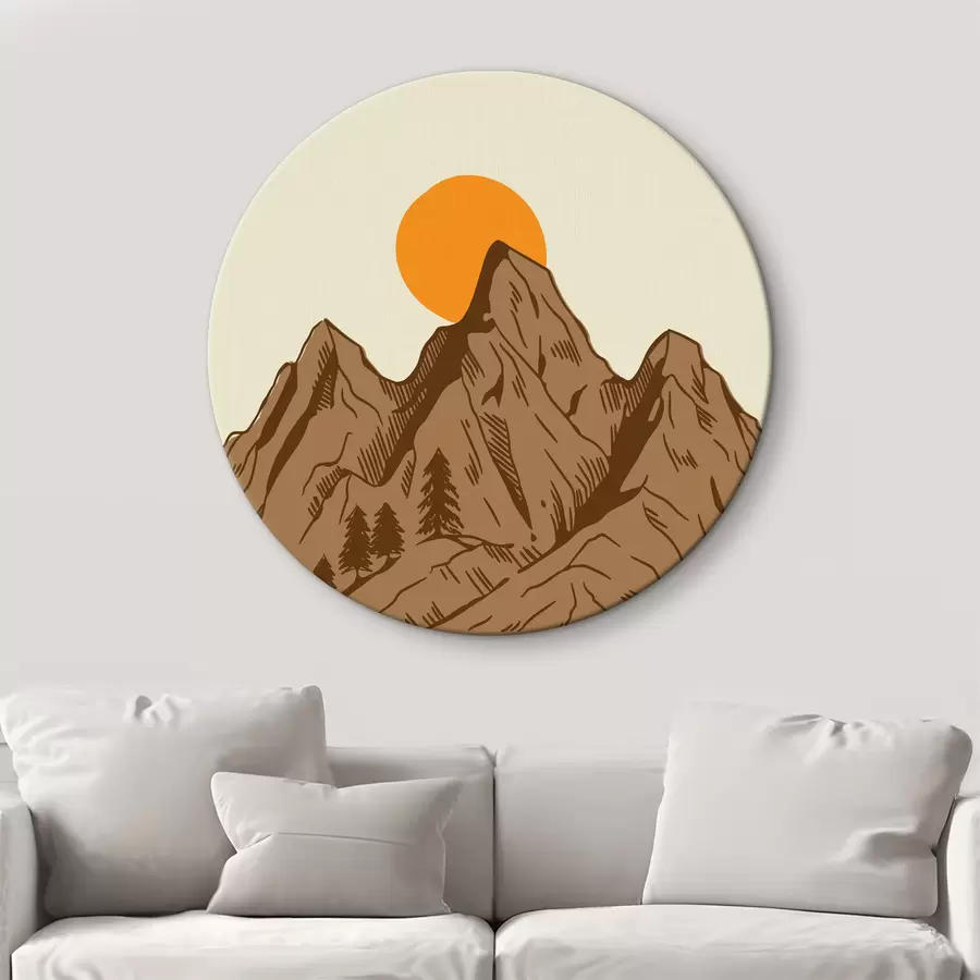 carta da parati Montagna con alberi e sole nr. r38228