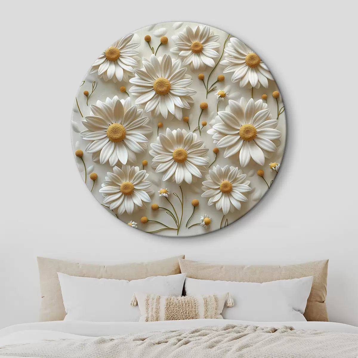 Quadri rotondi Fiore bianco e giallo r38240
