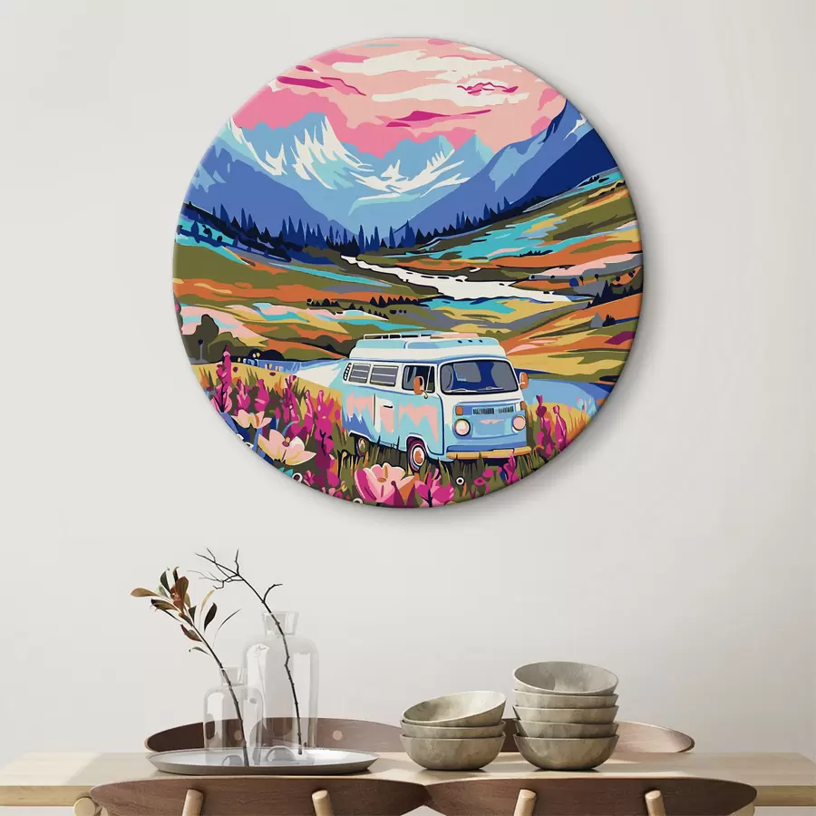 carta da parati Un furgone che attraversa un campo di fiori nr. r38260