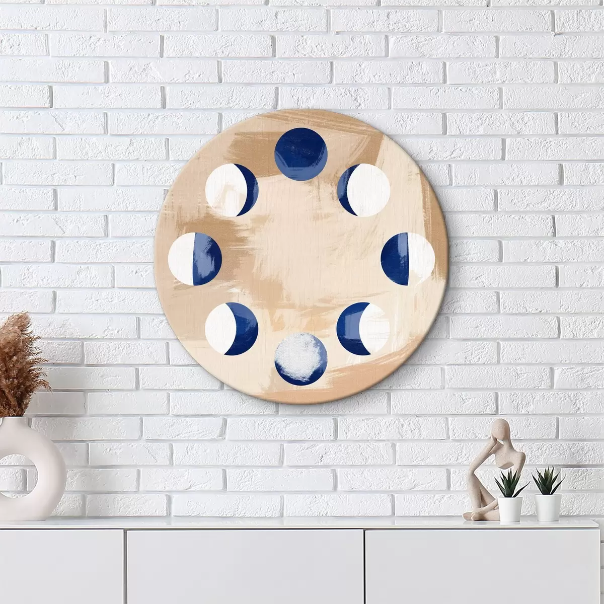 Quadri rotondi Cerchio blu e bianco con cerchi bianchi r38277
