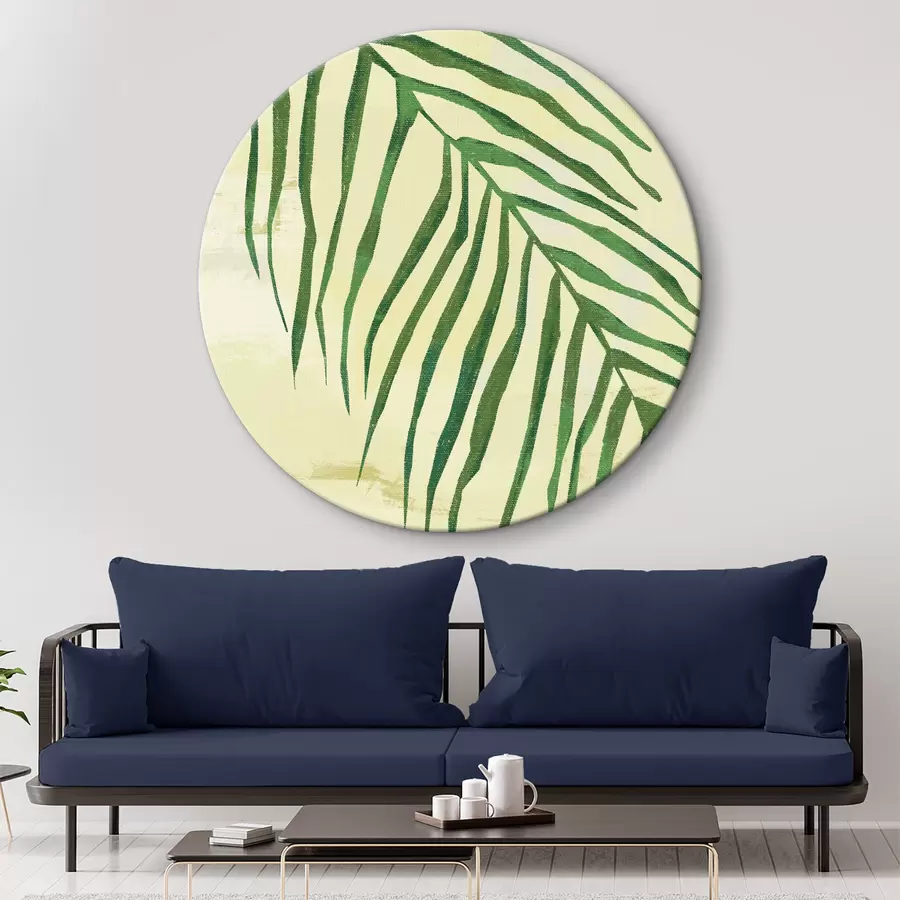 carta da parati Ramo di palma, tropicale, primo piano, pianta, foglie sottili, verde e giallo nr. r38282