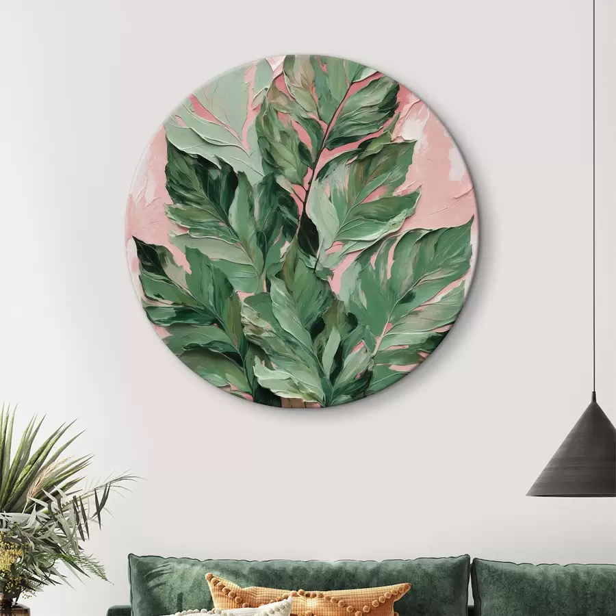 carta da parati Immagine di foglie su sfondo rosa nr. r38307