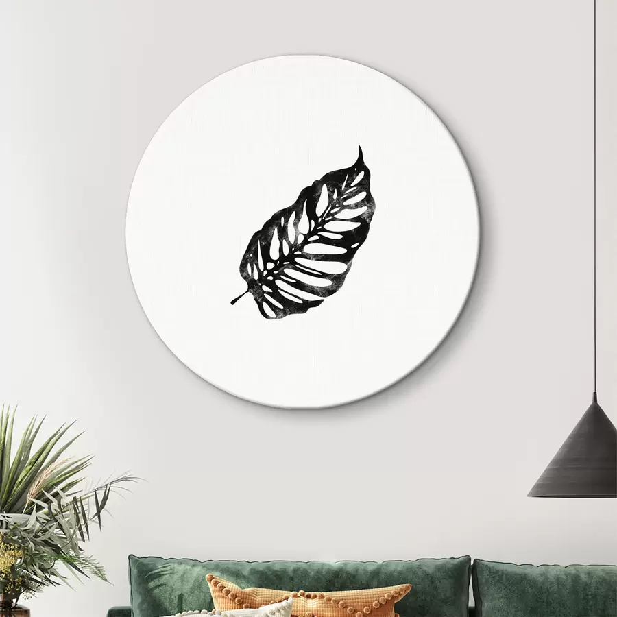 carta da parati Foglio nero su sfondo bianco nr. r38347