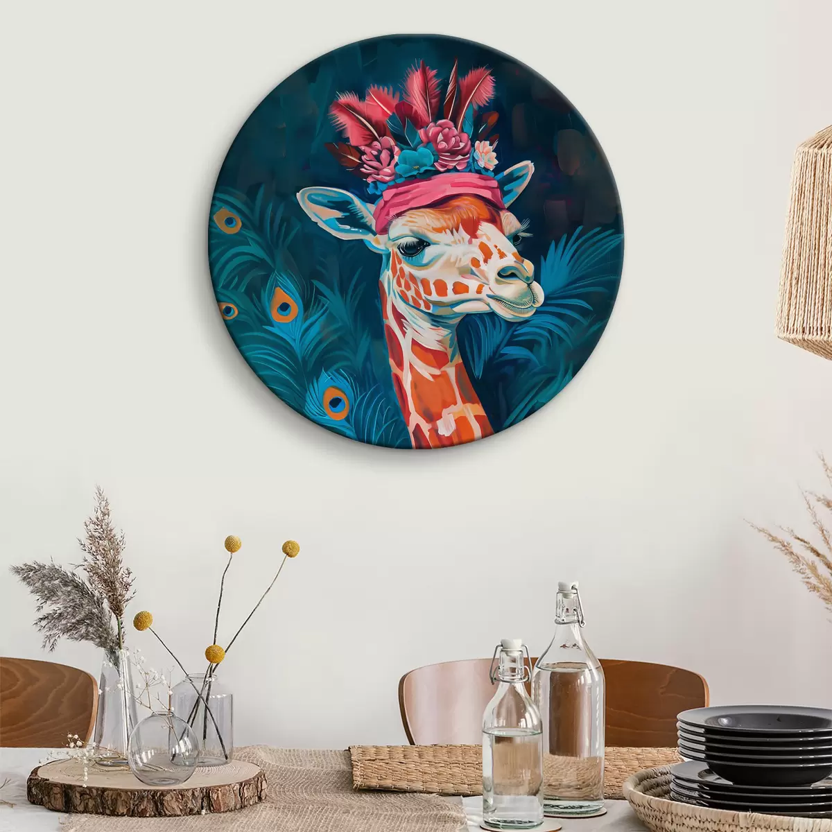 Quadri rotondi Giraffa con cappello r38419
