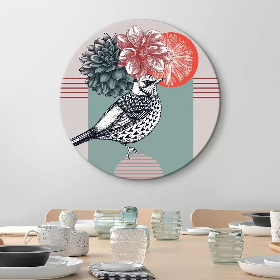 carta da parati Un uccello con fiori sulla testa nr. r38442