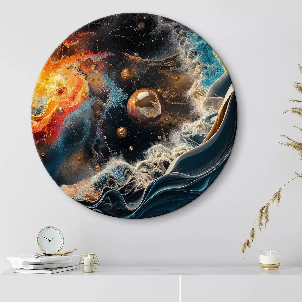 Quadri rotondi Arte del pianeta colorato r38459