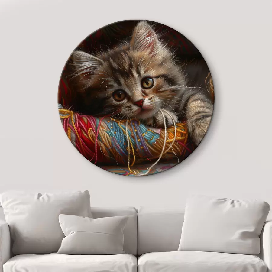 carta da parati Un gatto sdraiato su un gomitolo di lana nr. r38465