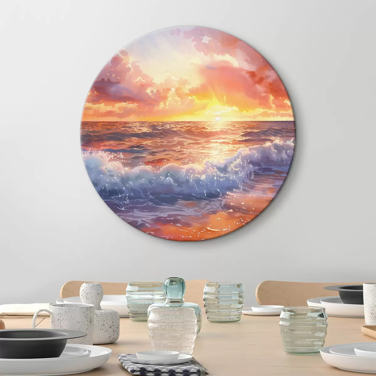 Quadri rotondi Tramonto sull'oceano r38476
