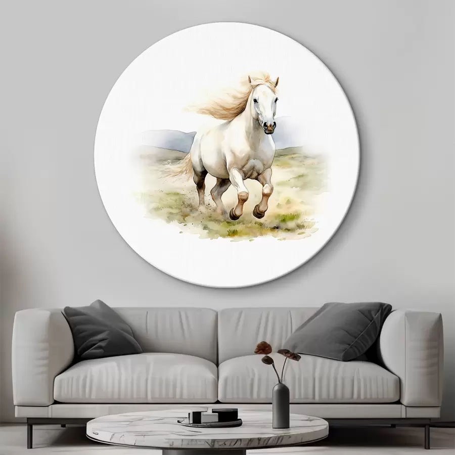 carta da parati Cavallo bianco che corre nel campo nr. r38477