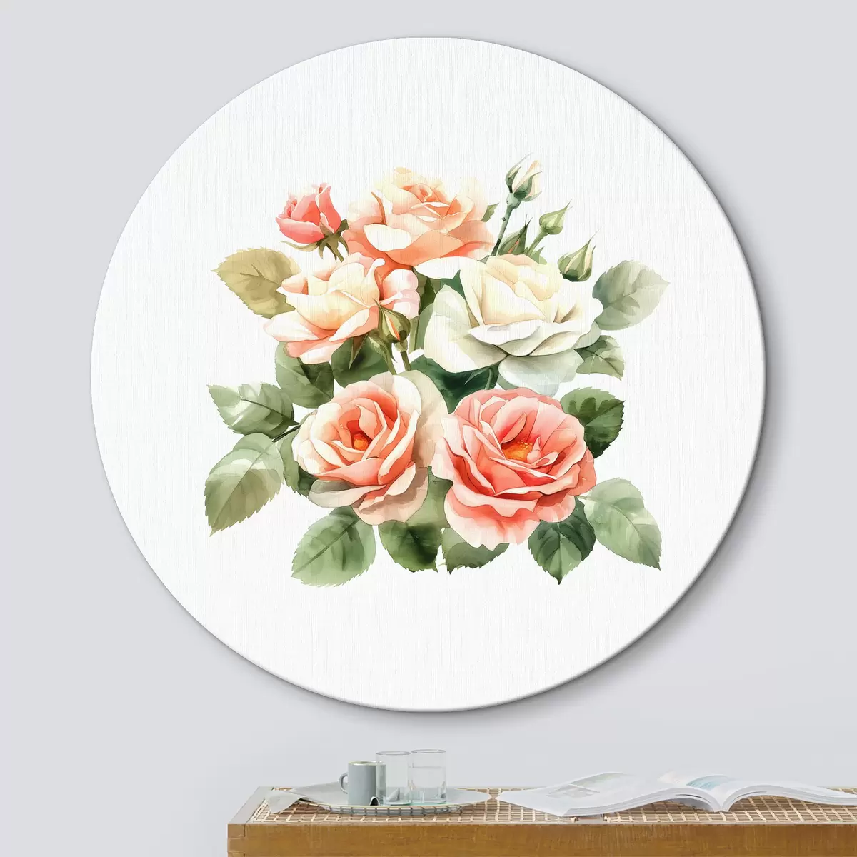 Quadri rotondi Bouquet di fiori con foglie r38483