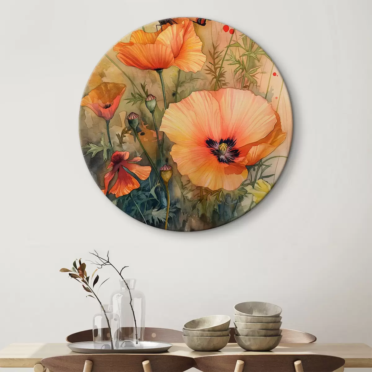 Quadri rotondi Farfalla sui fiori r38521
