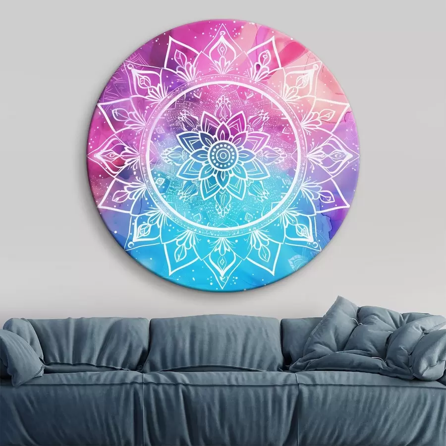 carta da parati Mandala bianco su sfondo colorato nr. r38529