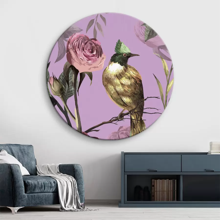 carta da parati Uccello su un ramo con fiori nr. r38564