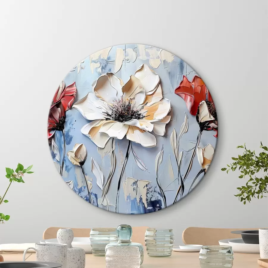 carta da parati Fiori vivaci su un tranquillo sfondo blu nr. r38572