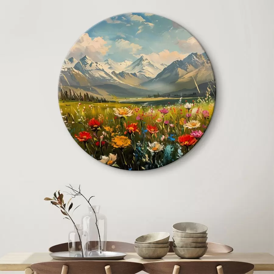 carta da parati Prati fioriti sotto le cime innevate nr. r38573