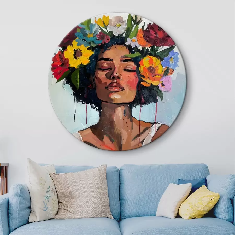 carta da parati Un dipinto che raffigura una donna con fiori tra i capelli nr. r38575