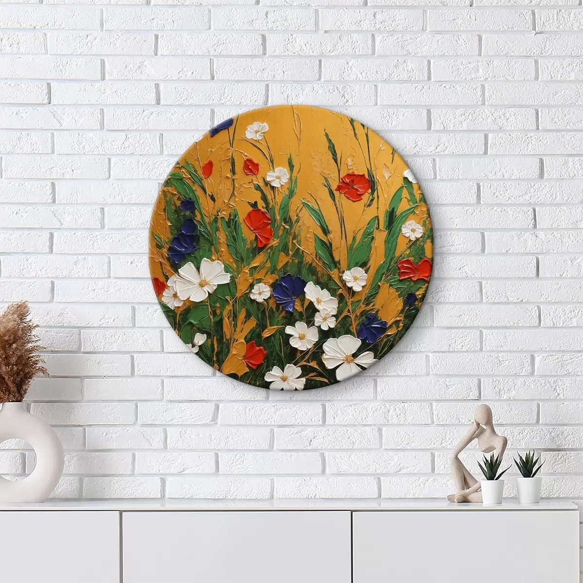 Quadri rotondi Immagine di fiori sulla parete r38581