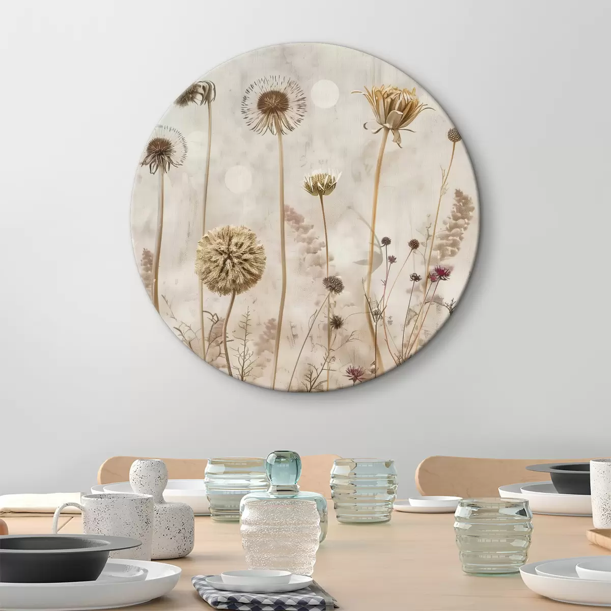 Quadri rotondi Gruppo di fiori e piante r38629