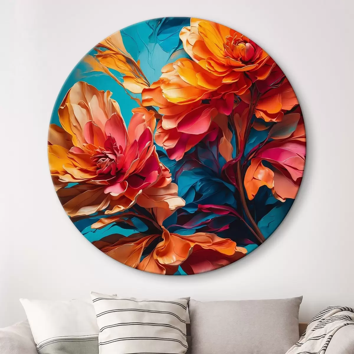 Quadri rotondi Fiori su sfondo blu r39847