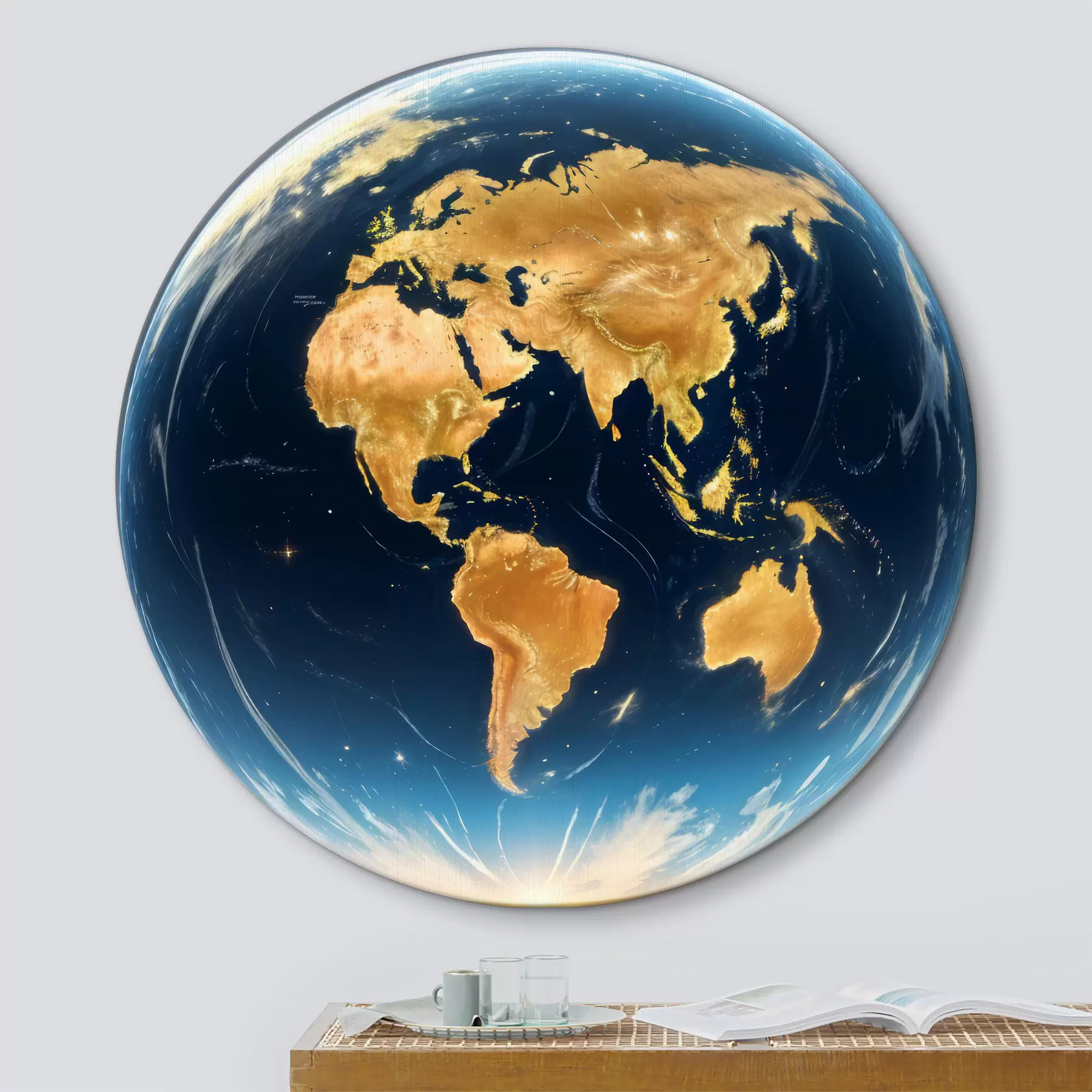 carta da parati Un'immagine dettagliata e fotorealistica del pianeta Terra che fluttua in un paesaggio spaziale nr. r40178