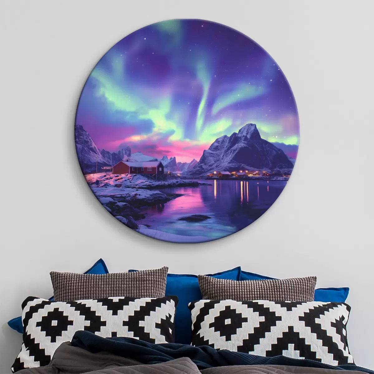 Quadri rotondi Aurora boreale alle Lofoten, Norvegia, natura, inverno r40298