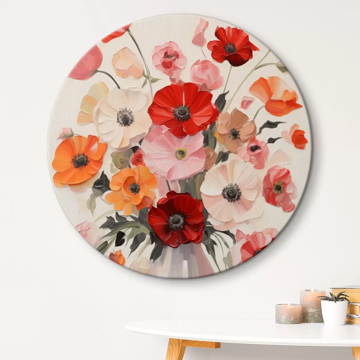 Quadri rotondi Un bouquet di fiori in un vaso r40433