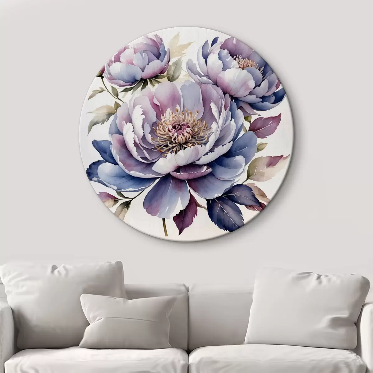 Quadri rotondi Grandi fiori viola ad acquerello r40434