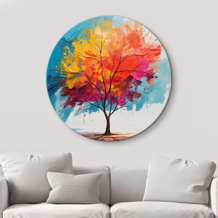 carta da parati Albero astratto multicolore sul lago nr. r40455