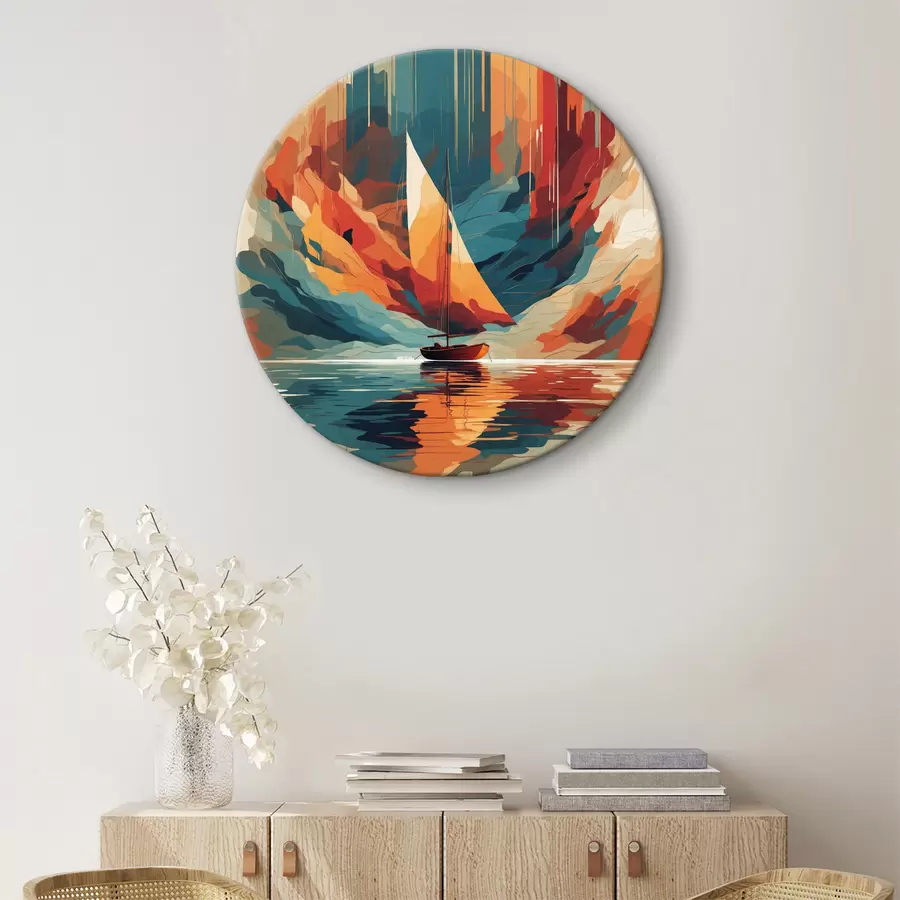 carta da parati Barca sul lago in grafica vettoriale nr. r40462