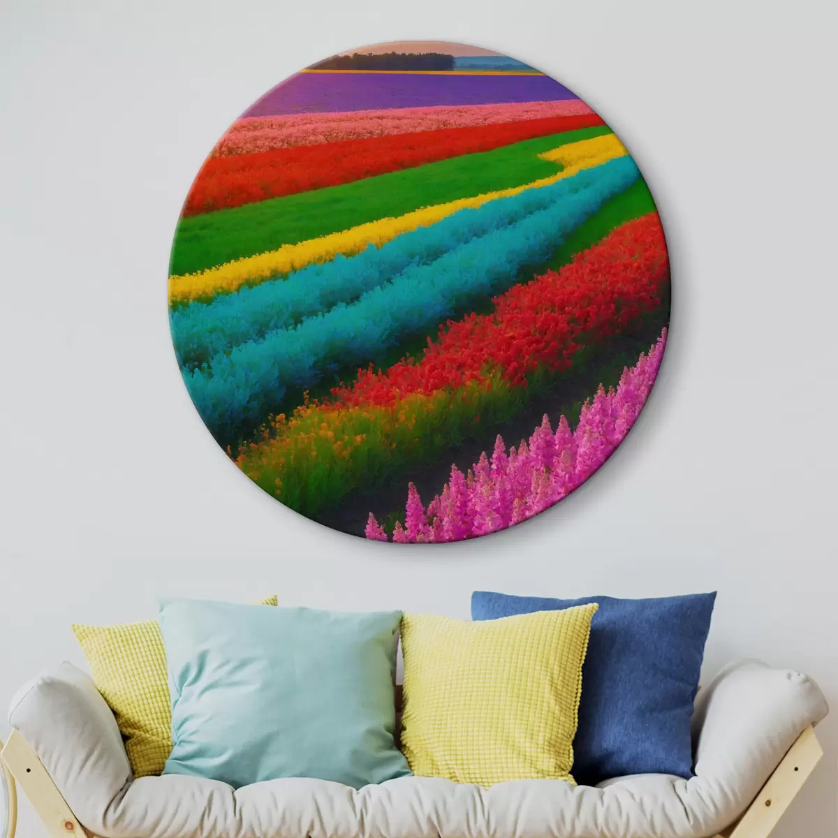 Quadri rotondi Campo di fiori colorati r40468