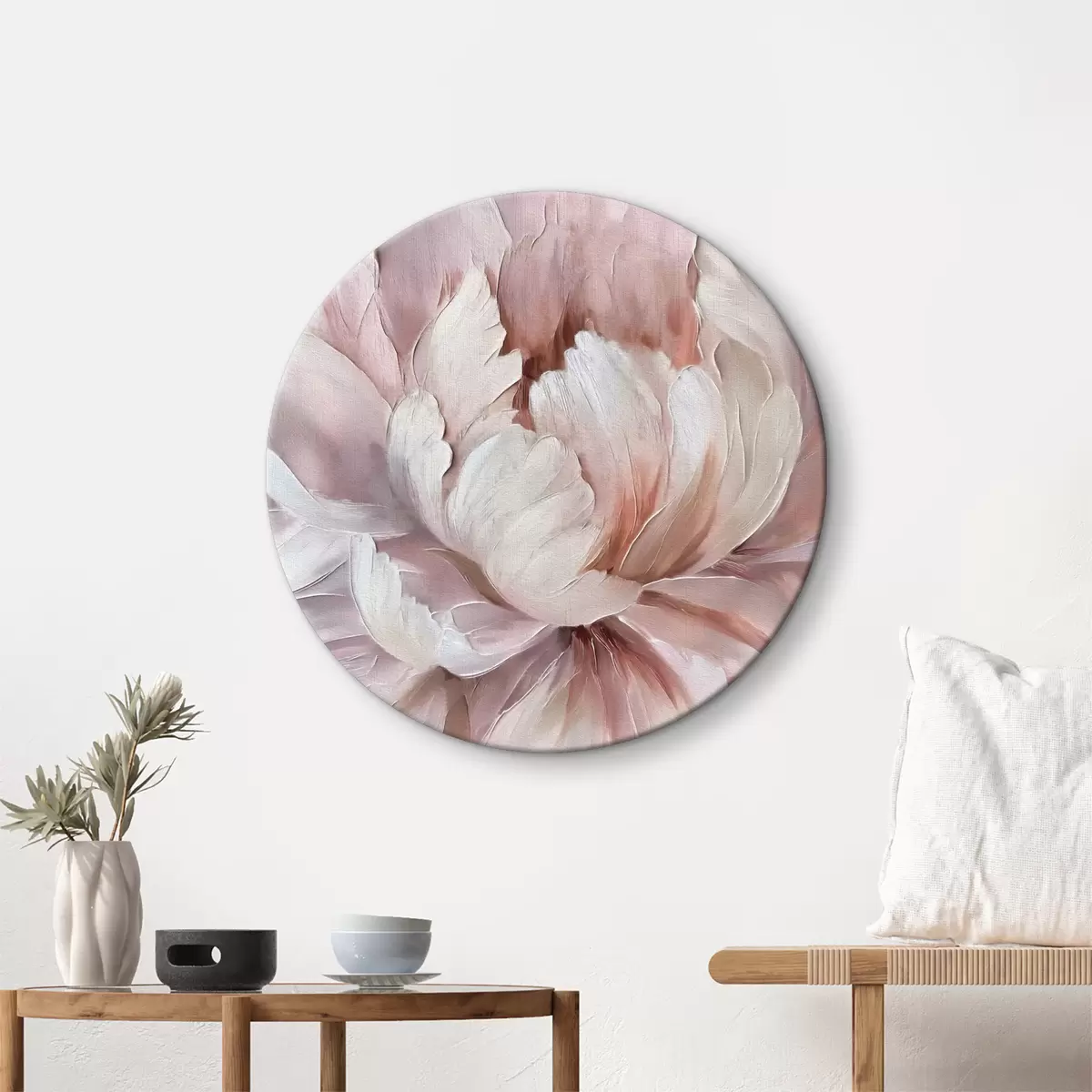 Quadri rotondi Bocciolo di una peonia rosa lussureggiante r40511