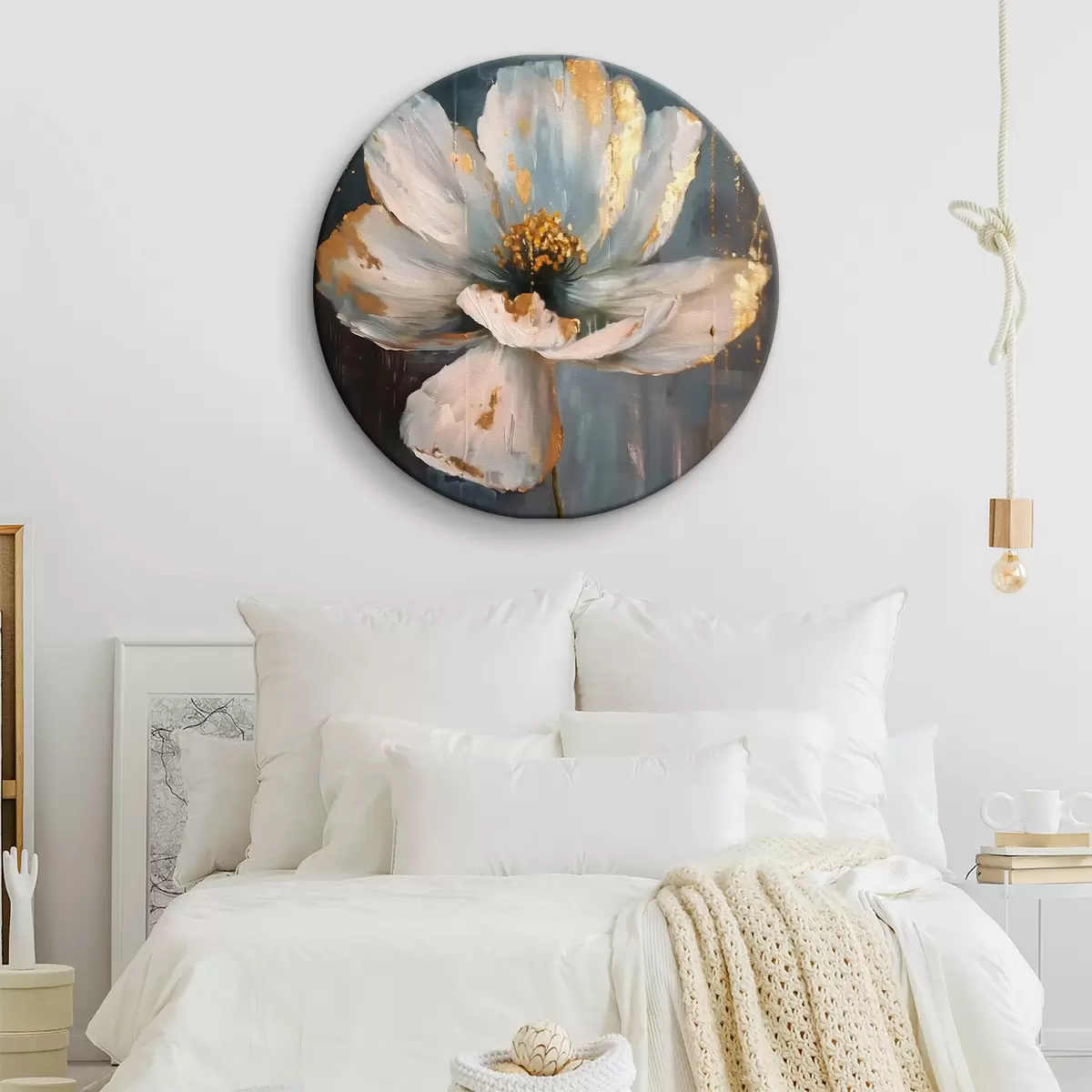 Quadri rotondi Grande fiore bianco r40513