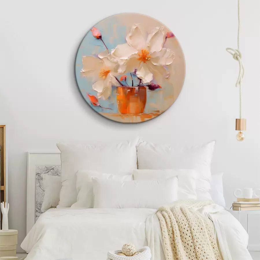 carta da parati Narcisi in un vaso, bianco, arancione, beige, blu nr. r40520