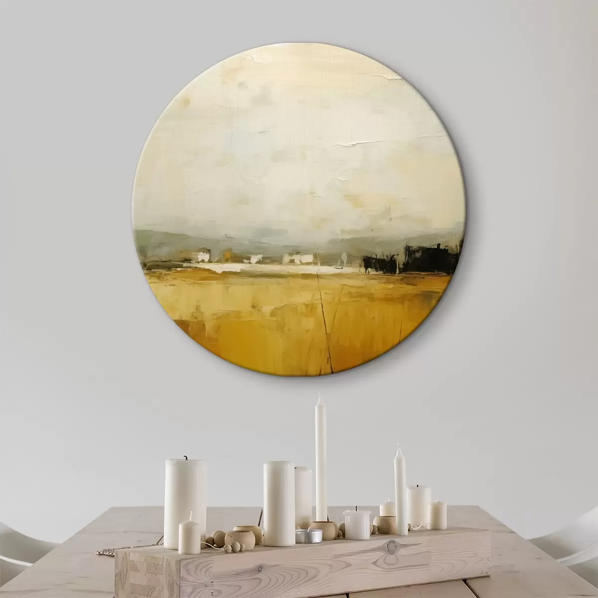 Quadri rotondi Pittura astratta di campo, imitazione delle pennellate r40534