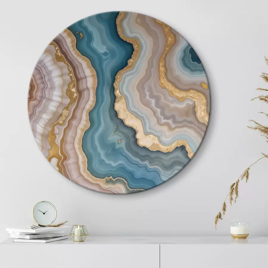 carta da parati Pietra di agata astratta colorata con motivi vorticosi e strati di turchese, beige, rosa e giallo nr. r40540