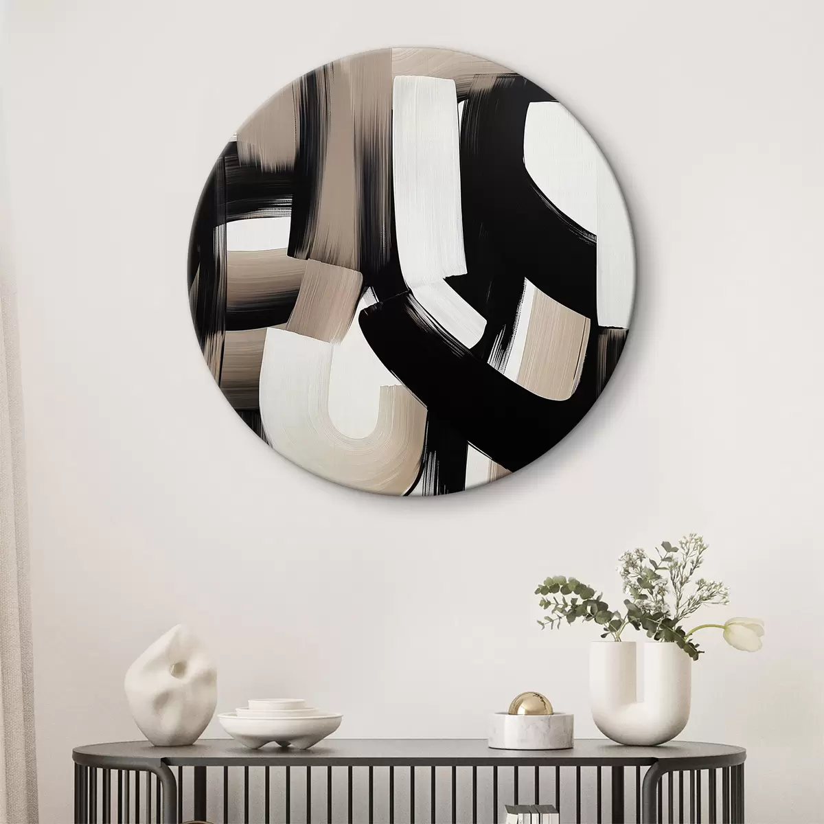 Quadri rotondi Pittura astratta con grandi pennellate r40581