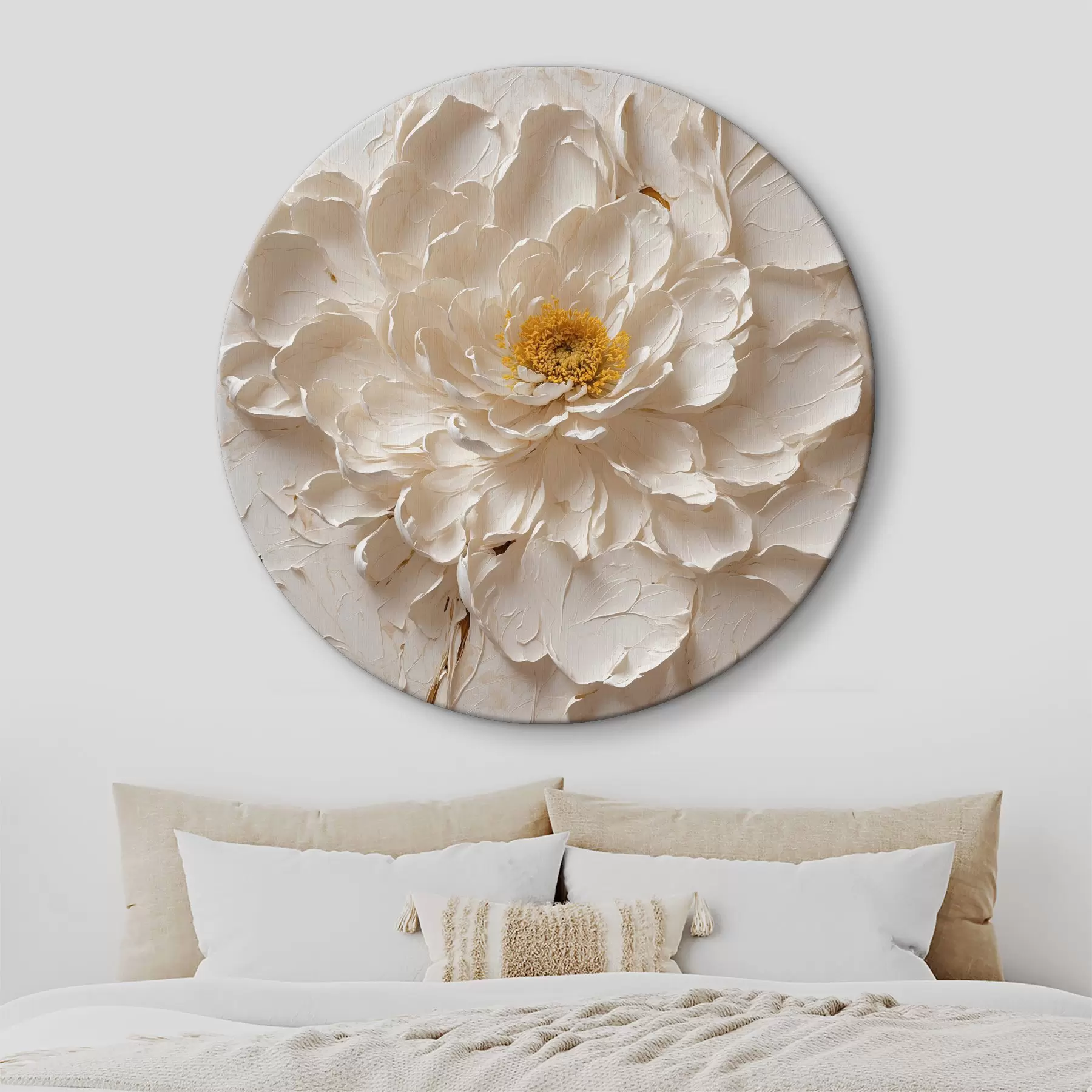 carta da parati Fiore bianco in olio su sfondo bianco nr. r40618