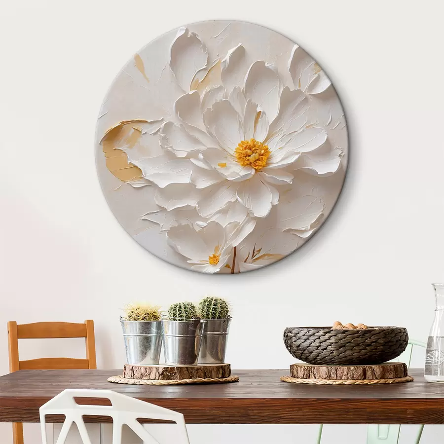 carta da parati Fiore bianco in olio con gambo marrone nr. r40619